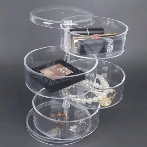 Boîte à bijoux rotative ronde en acrylique