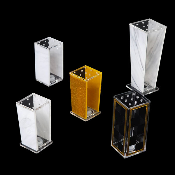 Lucite Acrylic Trapezoid Salt Shakers